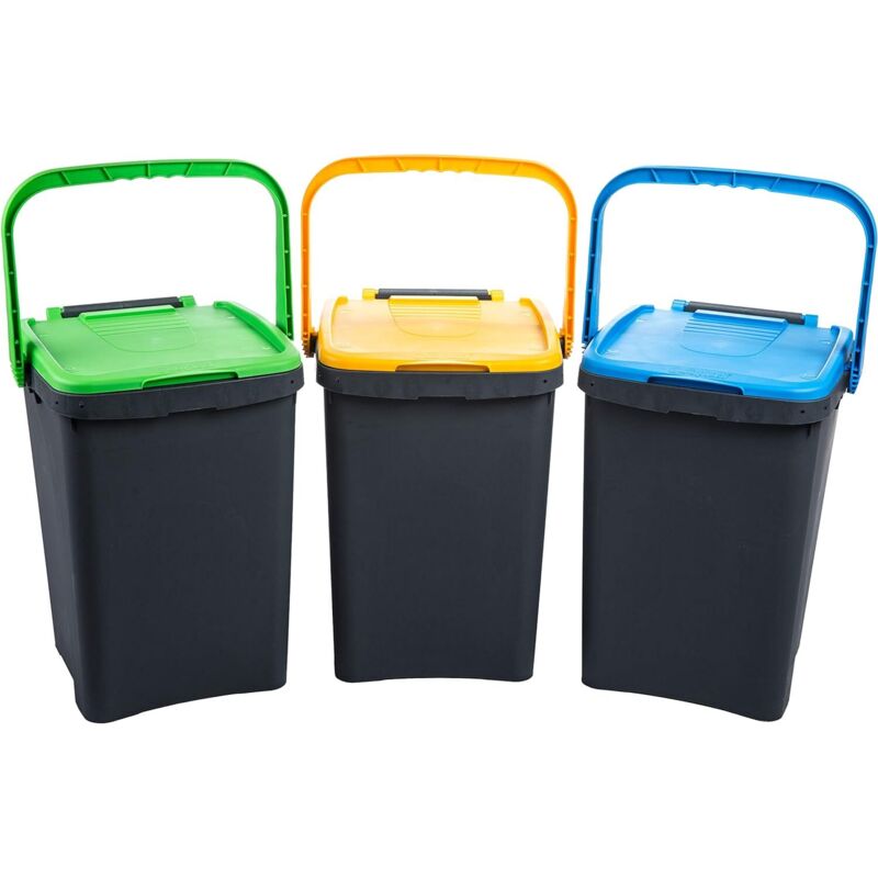 foto del prodotto ecoplast set 3 pattumiere ecoplus raccolta differenziata ecologiche 50 l ecp50