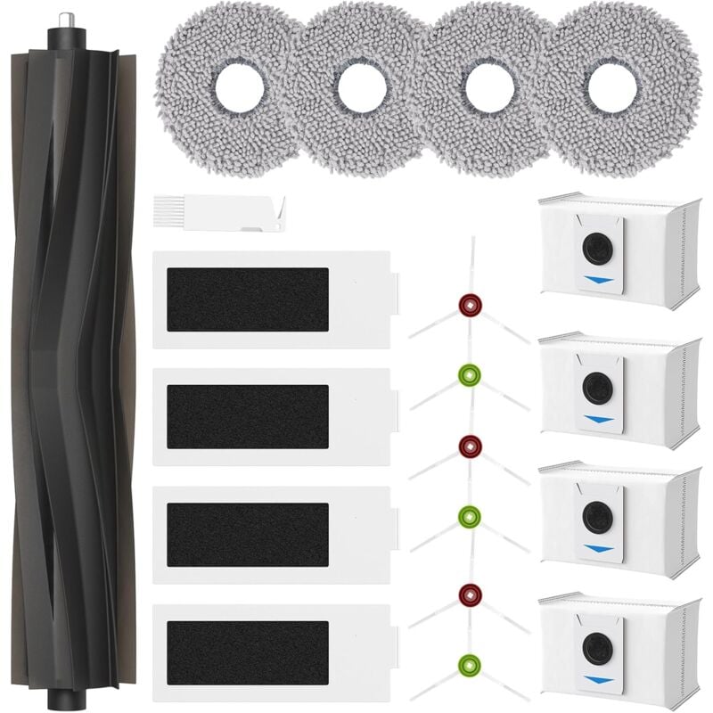 immagine 0 del prodotto ecovacs kit di accessori da 20 pezzi per robot aspirapolvere deebot t20 omni t20e omni t20 max t20 pro, 1 spazzola principale, 4 panni per la