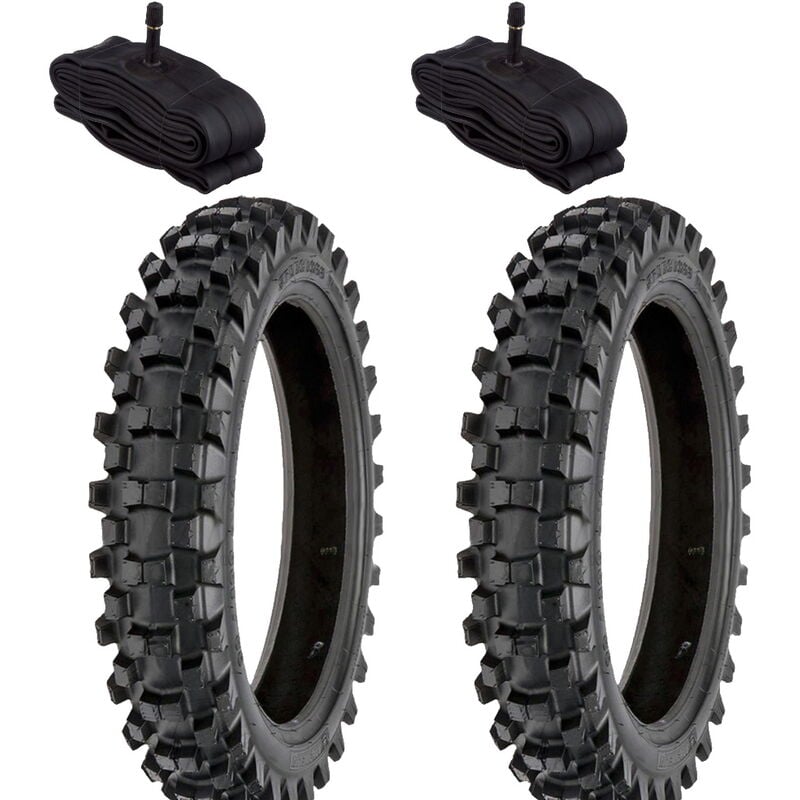 foto del prodotto ecovelo 2 gomme copertoni pneumatici 2 camere moto mini cross 2.50 10 tassellati minimoto minicross