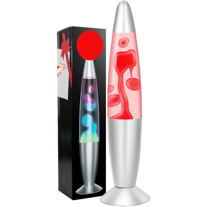 foto del prodotto ecovelo - lava lamp lampada di lava vetro regalo arredo multicolor 35 cm design con luce