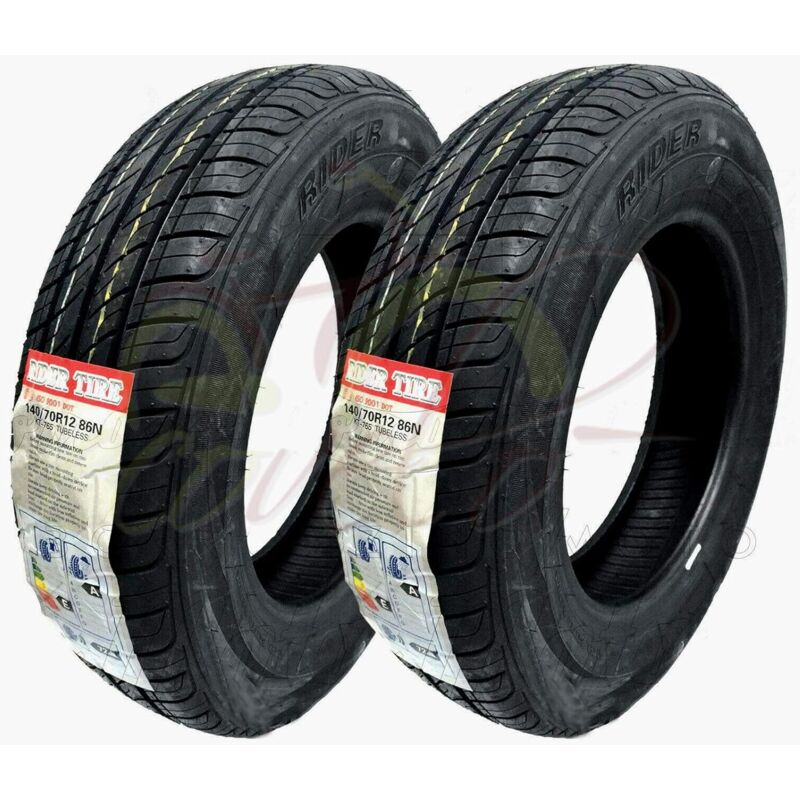 foto del prodotto ecovelo set 2 gomme pneumatico copertone ruota rider 140 70 r12 8pr piaggio ape car poker