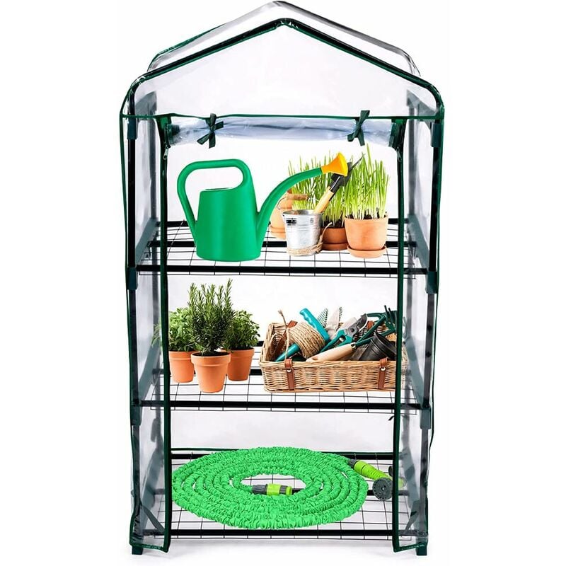 foto del prodotto edco - serra da giardino in pvc e metallo verde con 3 ripiani trasparente robusta