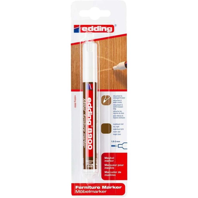 foto del prodotto edding 8900 marcatore permanente per mobili punta tonda 1,5 2mm resistente a il light asciugatura rapida colore noce chiaro