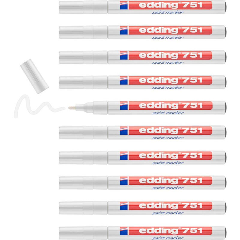 foto del prodotto edding e751 evidenziatore bianco permanente 1-2 mm per metallo legno vetro plastica
