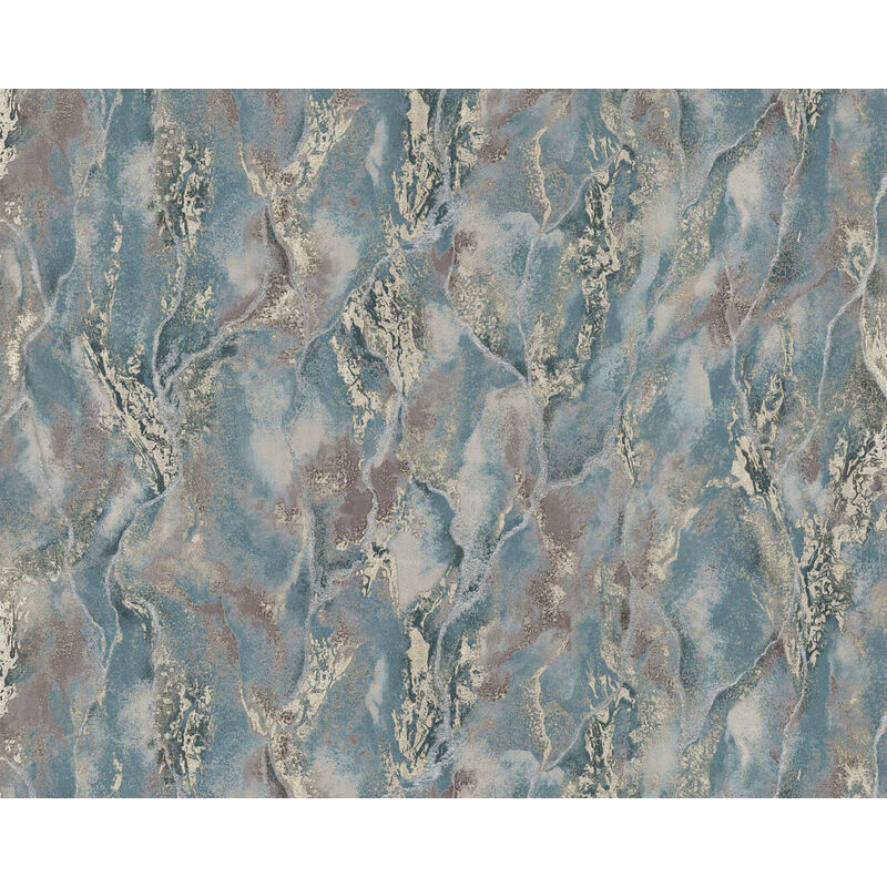foto del prodotto edem carta da parati grafica 421st27 carta da parati tnt goffrata a caldo leggermente strutturata con aspetto pietra ed accenti metallici blu