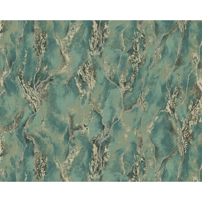 foto del prodotto edem carta da parati grafica 421st28 carta da parati tnt goffrata a caldo leggermente strutturata con aspetto pietra ed accenti metallici verde