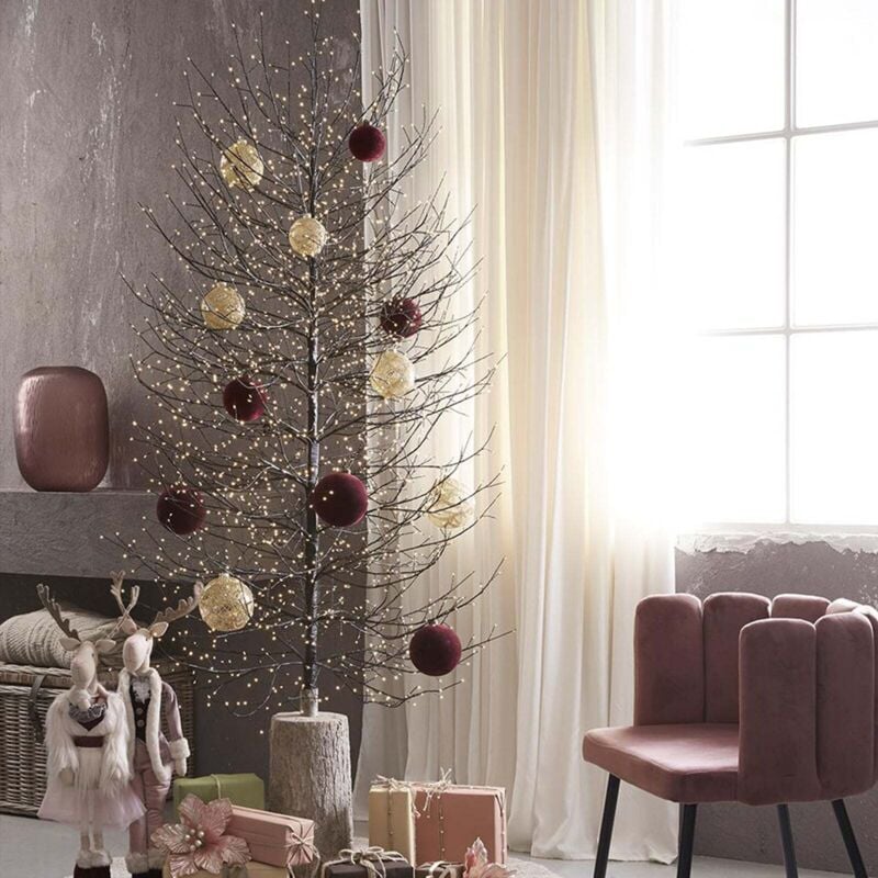 foto del prodotto edg albero luminoso faggio con rami a microled luce calda da interno ed esterno 180 cm nero