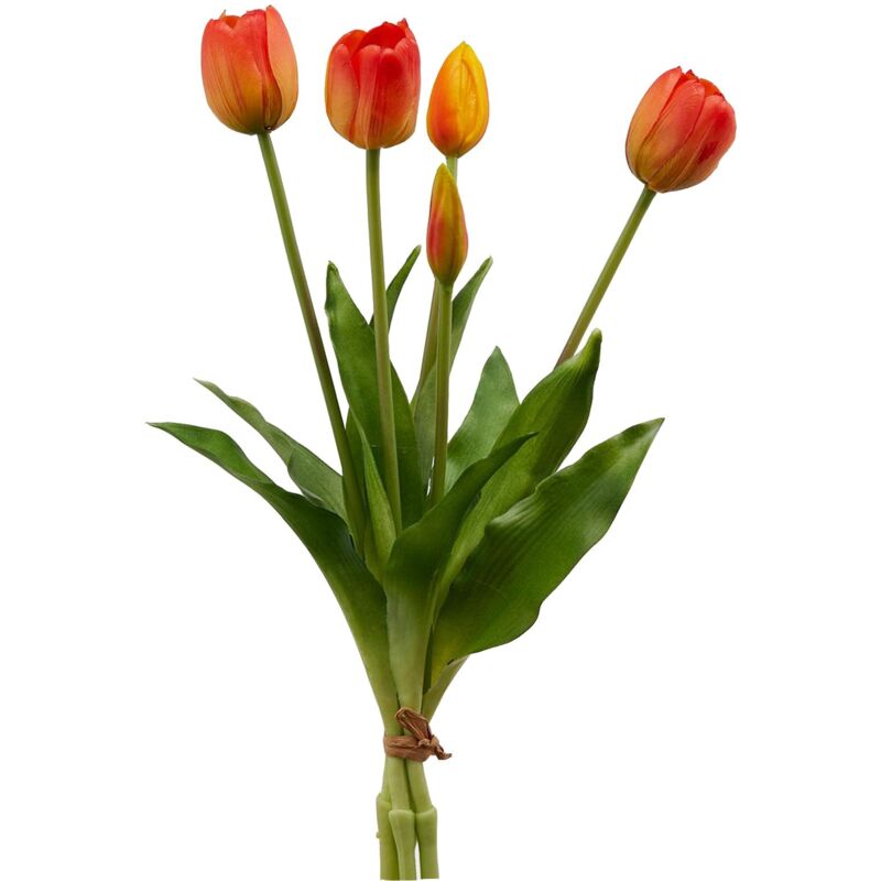 foto del prodotto edg fiore artificiale tulipano effetto realistico con stelo e foglie verdi viola 40 cm