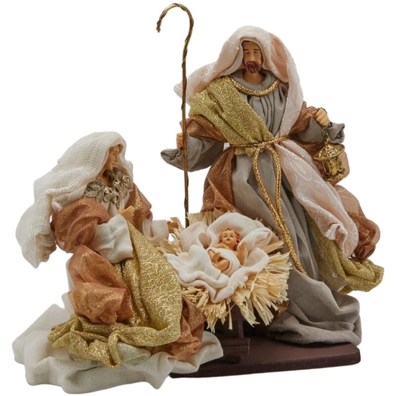 foto del prodotto edg nativit king con base e vestiti in tessuto avorio e oro per presepe natalizio da 25 cm