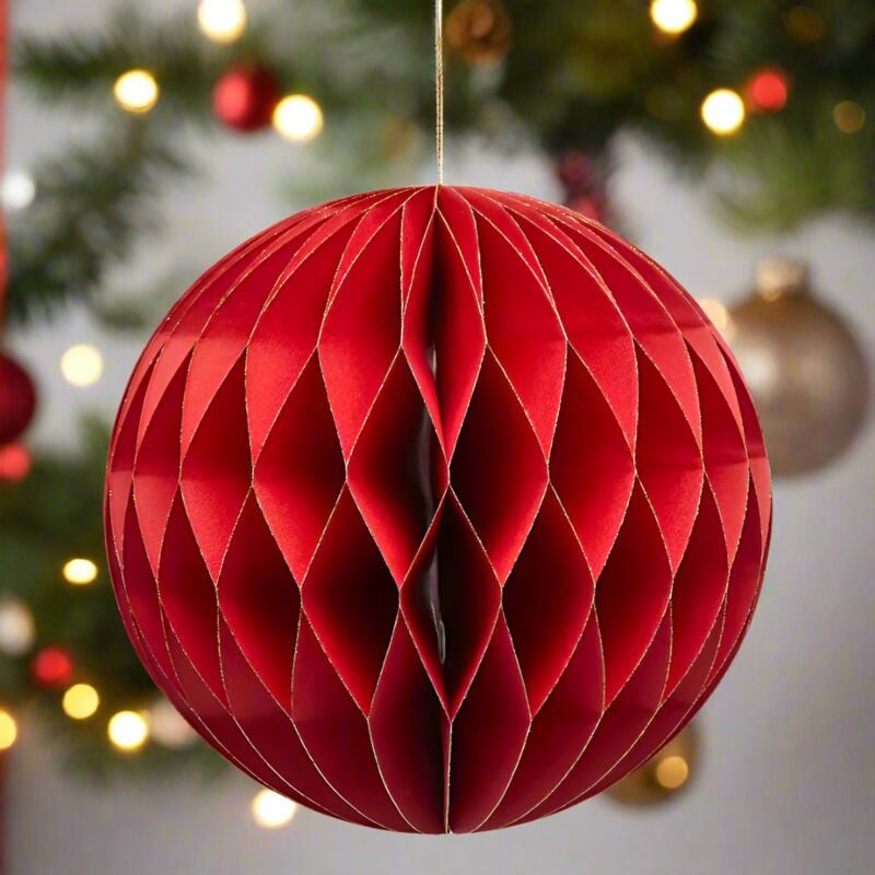 foto del prodotto edg pallina di natale colore rosso in carta decorazioni natalizie per albero di natale 10 cm