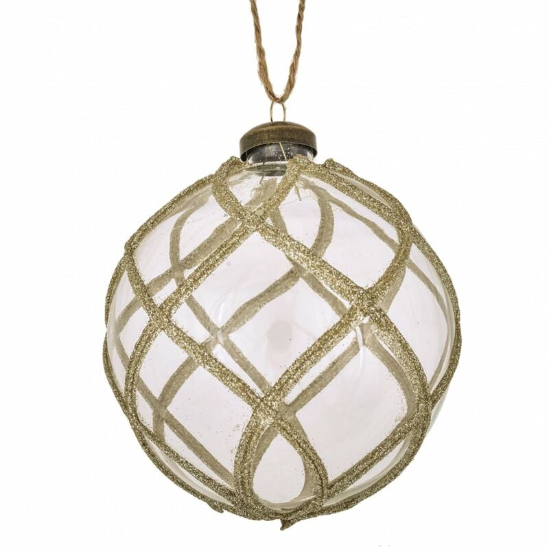 foto del prodotto edg palline natalizie in vetro trasparente con decori oro, pendaglio decorato 12 cm 1 sfera