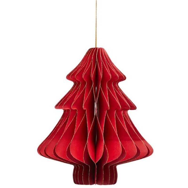 foto del prodotto edg - pendaglio a forma di alberello colore rosso in carta decorazioni natalizie per albero di natale -h 13 cm