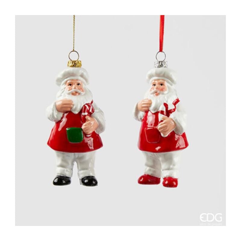 foto del prodotto edg, pendente babbo natale chef, assortito, h12xl6xl4,5cm, natale, decorazioni di natale