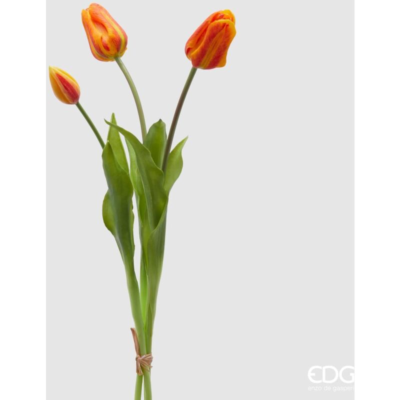 foto del prodotto edg ramo singolo con foglie tulipano arancione h73