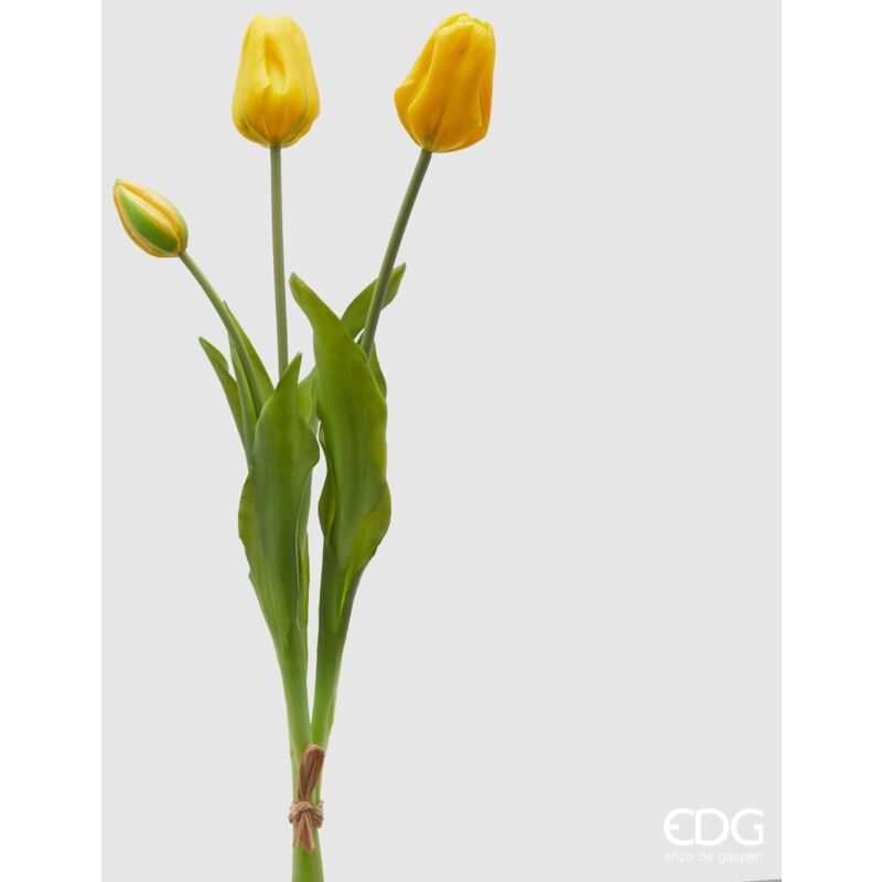 foto del prodotto edg ramo singolo con foglie tulipano giallo h73
