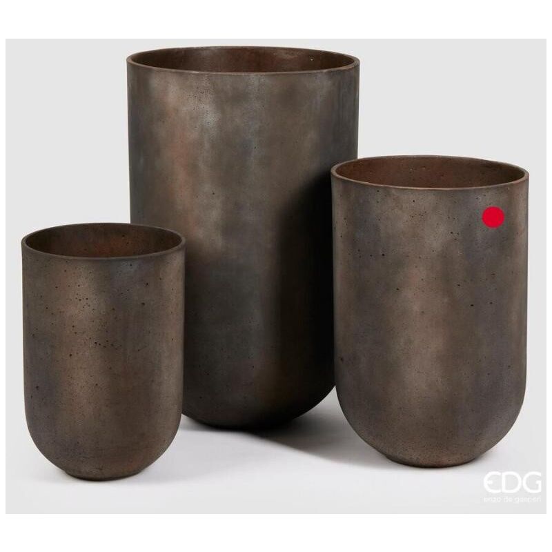 foto del prodotto edg vaso resinpetra materico h 40 dark grey