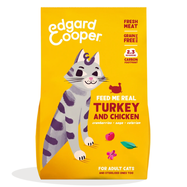 foto del prodotto edgard cooper cat adult grain free pollo e tacchino scadenza 28 01 2026 - 2kg - 1 ordine scegli lo sconto bzr5 bzr20 200 punti fedeltà