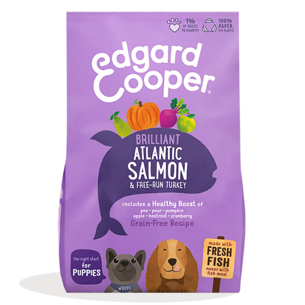 foto del prodotto edgard cooper puppy grain free salmone e tacchino 12kg 1 ordine scegli lo sconto bzr5 bzr20 200 punti fedelt 
