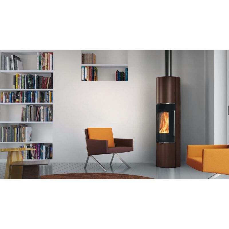 foto del prodotto edilkamin stufa a legna tally 8 up s 8kw colore bronzo superficie acciaio