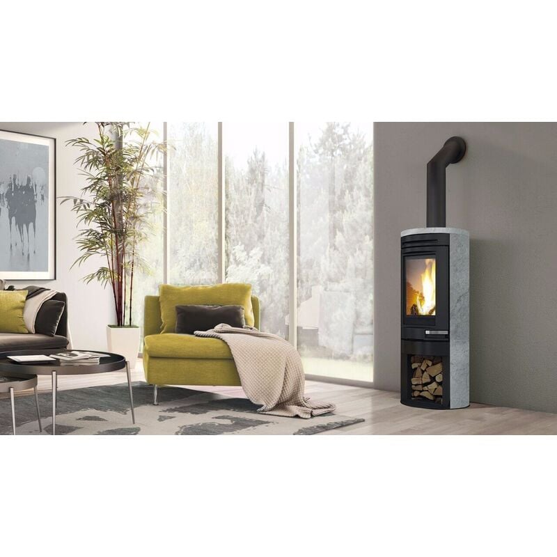 foto del prodotto edilkamin stufa a legna tally 8kw colore pietra ollare superficie pietra ollare