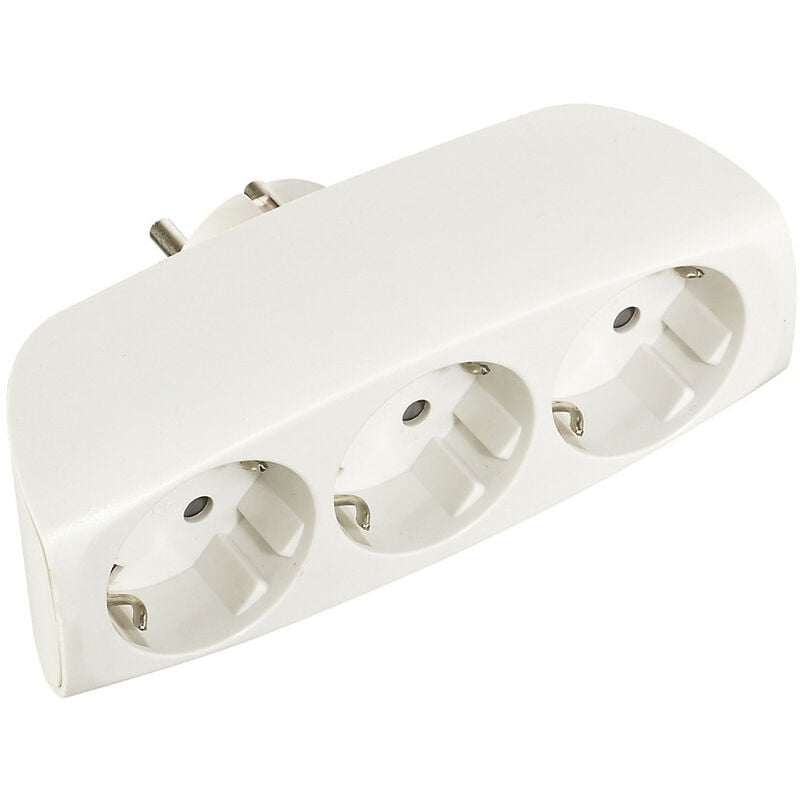 foto del prodotto edm adattatore triplo 2p t 16a 250v ingresso frontale bianco compatto