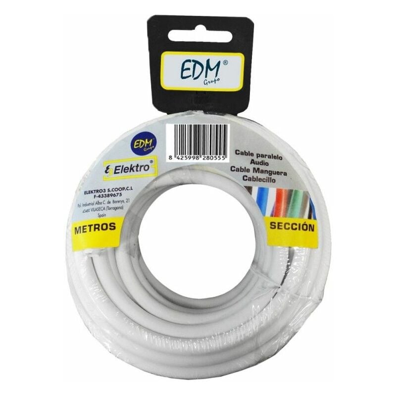 foto del prodotto edm avvolgicavo parallelo 2x0,50mm bianco 20m audio 