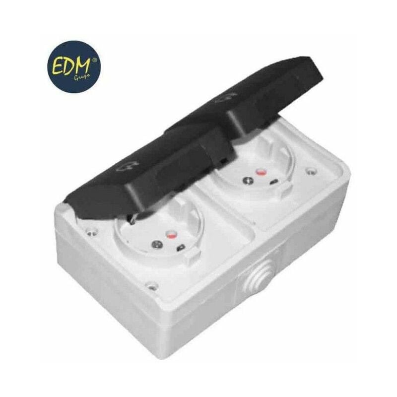 foto del prodotto edm base della spina grigio superficie 250 v 16 a ip44 con coperchio doppia a tenuta stagna