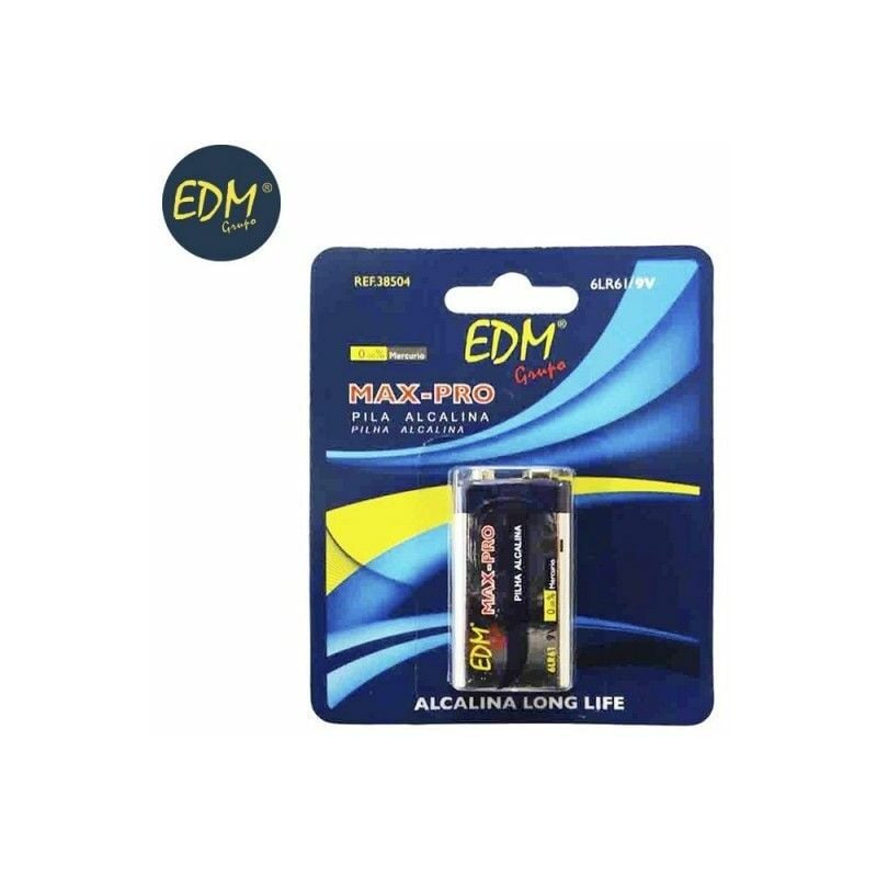 foto del prodotto edm batteria alcalina a lunga durata 6lr61 9v blister 1 unit 26,5x17,5x48,5mm