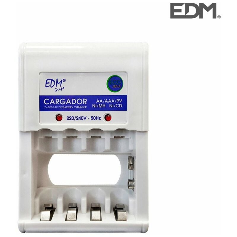 foto del prodotto edm caricabatterie per 4 batterie aa aaa 9v 220 240v 50hz
