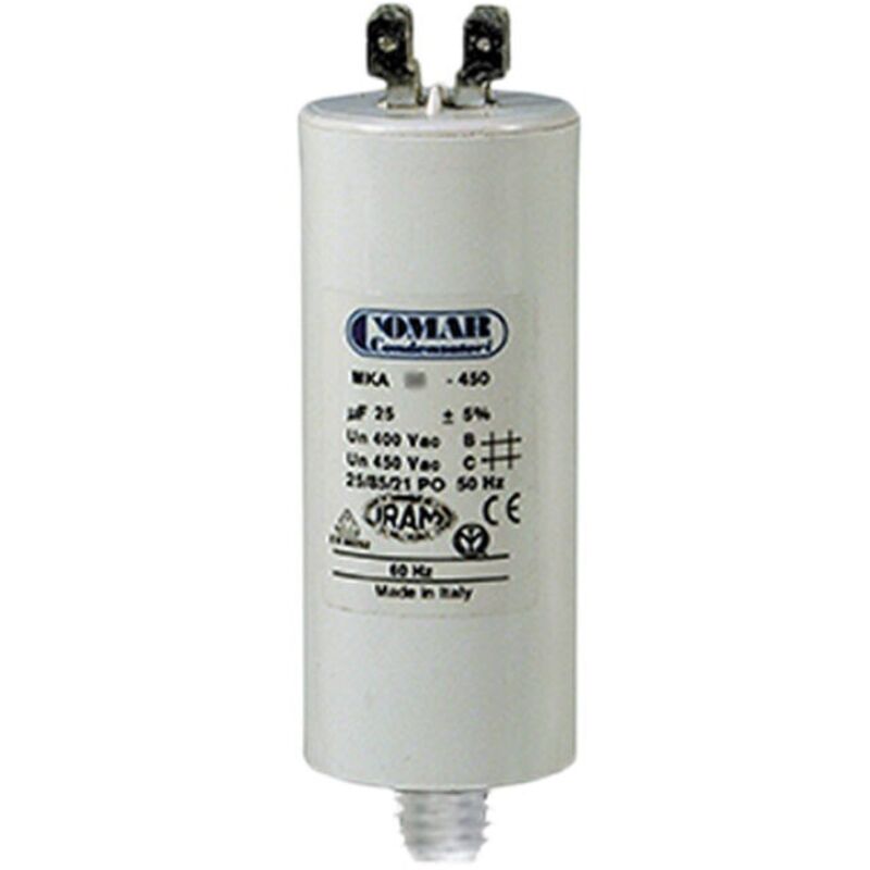 foto del prodotto edm - condensatore di avviamento mka 7uf 5 450v 3,4x7cm con picchetto m8 e doppio faston konek