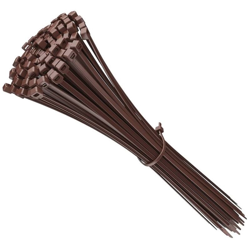 foto del prodotto edm - confezione da 100 fascette stringicavo in nylon al 100 , 300x4,8 mm, marrone