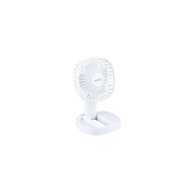 foto del prodotto edm coober mini ventilatore portatile pieghevole con luce led ricaricabile tramite usb 3w 5v bianco