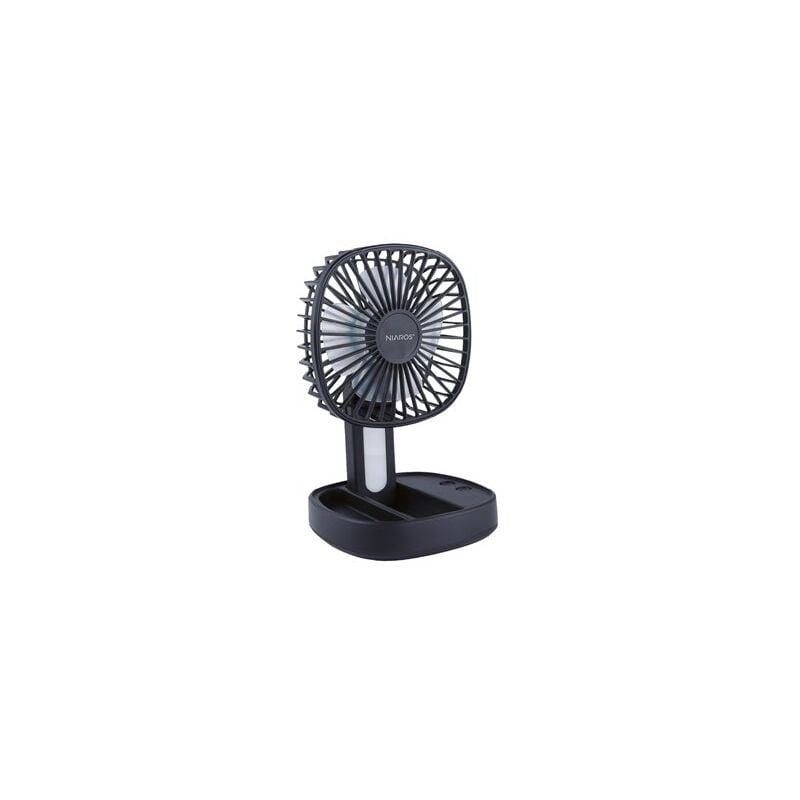 foto del prodotto edm coober mini ventilatore portatile pieghevole con luce led ricaricabile tramite usb 3w 5v nero