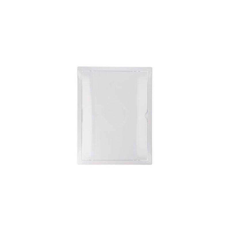 foto del prodotto edm copertura di ispezione rettangolare incassabile bianca in abs con meccanismo di apertura push pull adatta per cartongesso 32,5x4