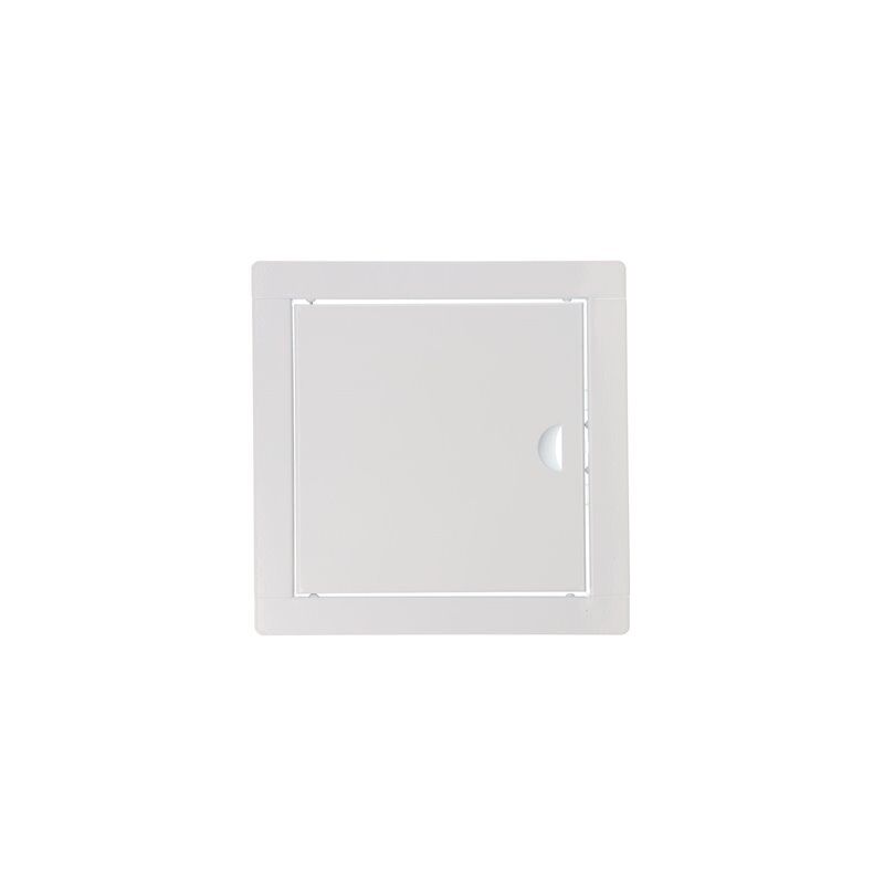 foto del prodotto edm copertura di registro quadrata incassata bianca in acciaio con meccanismo di apertura push pull 24,5x24,5cm