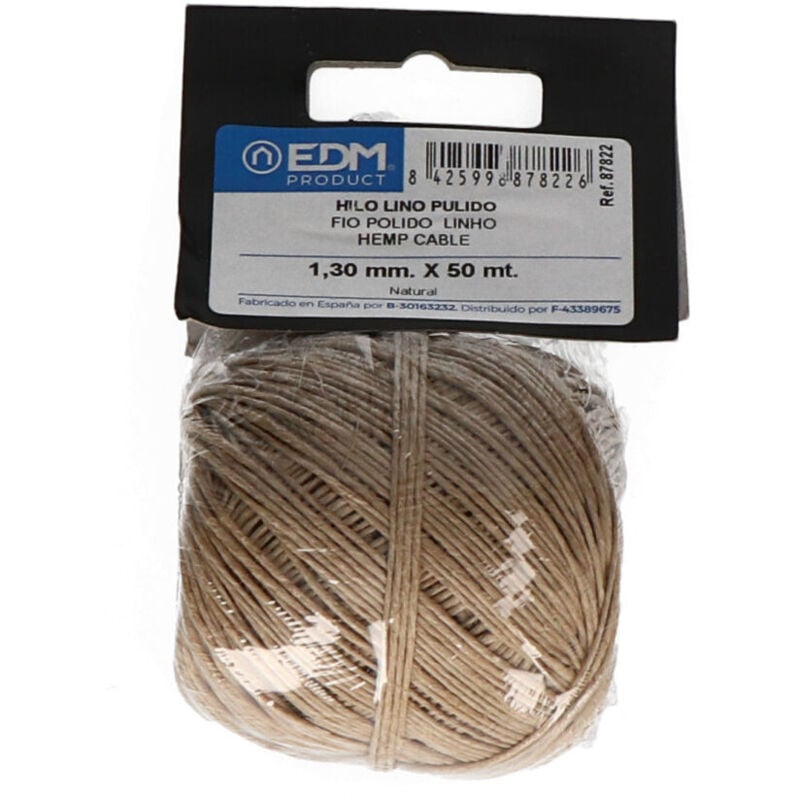 foto del prodotto edm corda di canapa naturale 1,3 1,3 mm x 50 m 100 fibra 100 linofralatn resistente