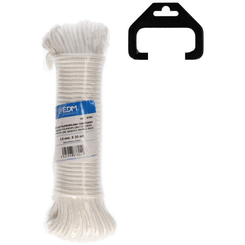foto del prodotto edm - cordoncino a maglia polipropilene bianco 4,5 4,5 mm x 25 m fralatn esterno resistente