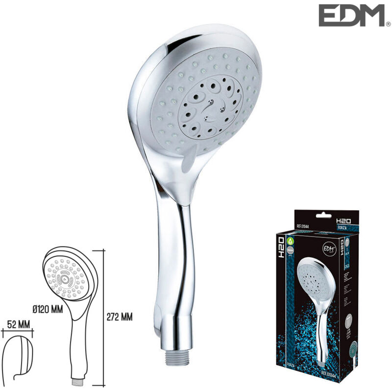 foto del prodotto edm doccia anti calcare. moderna. 6 funzioni. colore cromato.