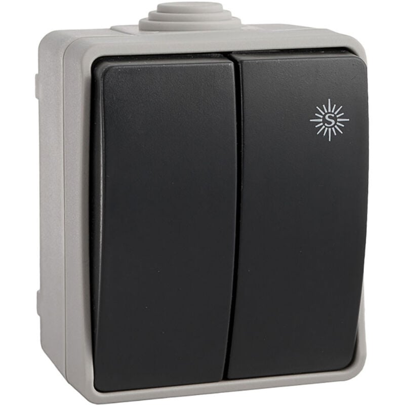 foto del prodotto edm doppio utente impermeabile ip44 16a 250v polipropilene grigio nero
