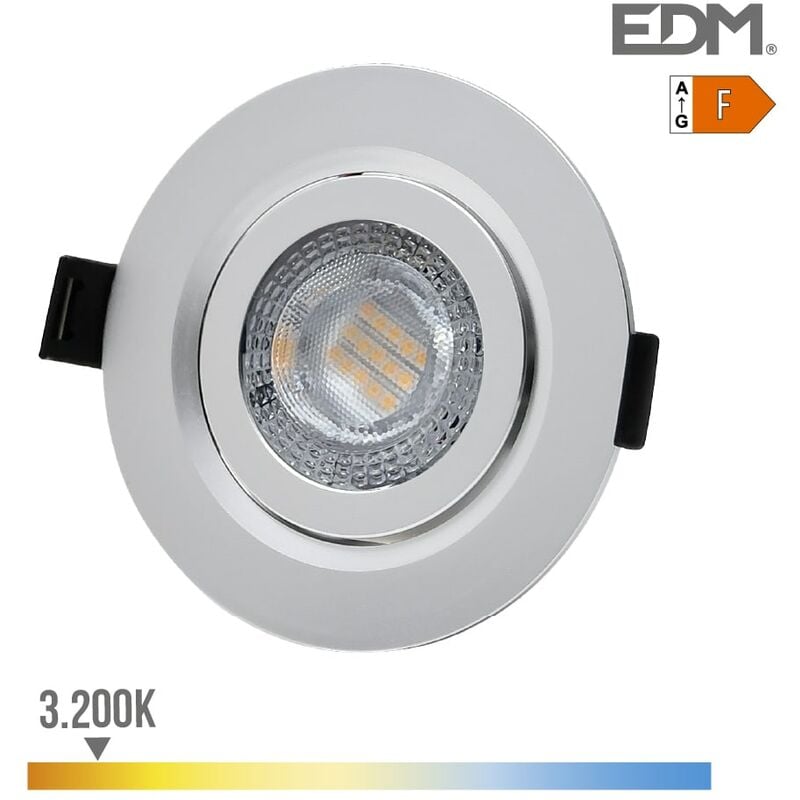 foto del prodotto edm downlight led da incasso 9w 806lm 3200k cornice rotonda cromo