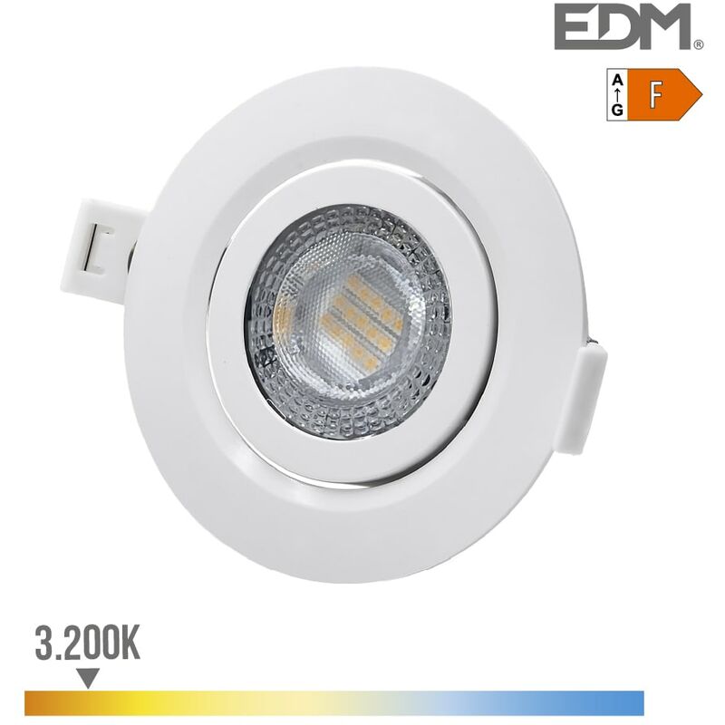foto del prodotto edm downlight led da incasso 9w 806lm 3200k cornice rotonda white