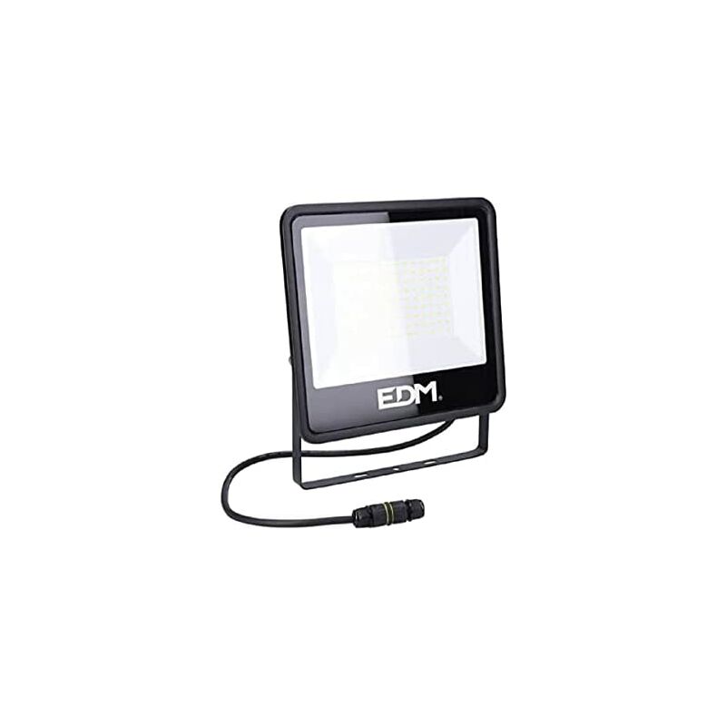foto del prodotto edm faretto led 100w 8200lm 4000k luce diurna serie nera 24,6x22,8x2,9cm