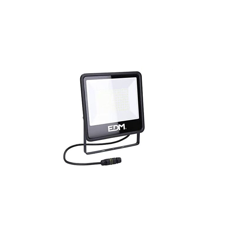 foto del prodotto edm faretto led 100w 8200lm 6400k luce fredda serie nera 24,6x22,8x2,9cm