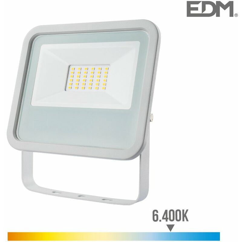 foto del prodotto edm faretto led 30w 2100lm 6400k luce fredda 15,8x2,9x13,5cm white