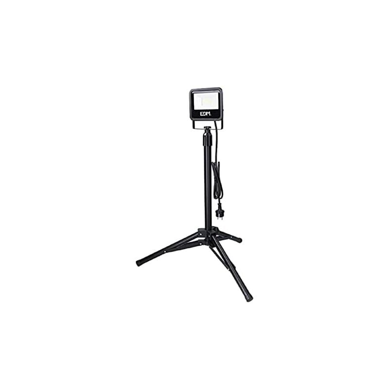 foto del prodotto edm faretto led con treppiede 30w 2370lm 4000k luce diurna serie nera