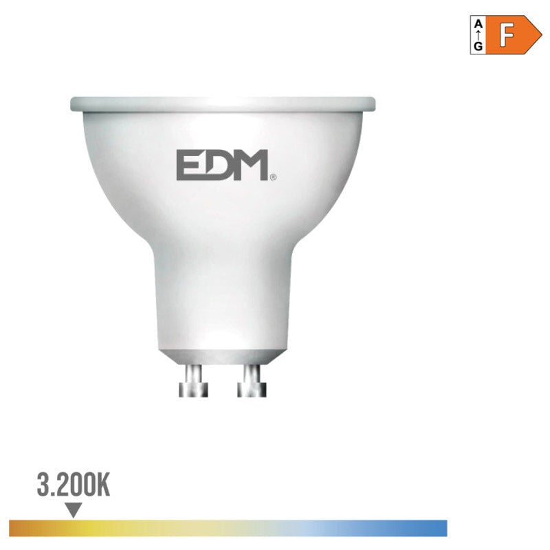 foto del prodotto edm faretto led dicroico gu10 5w equivalenti a 35w bianco caldo 3200k