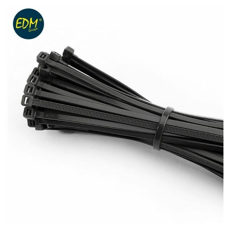 foto del prodotto edm fascette fermacavi nere riutilizzabili 200x4,5 mm sacchetto da 100 unit nylon di alta qualit 
