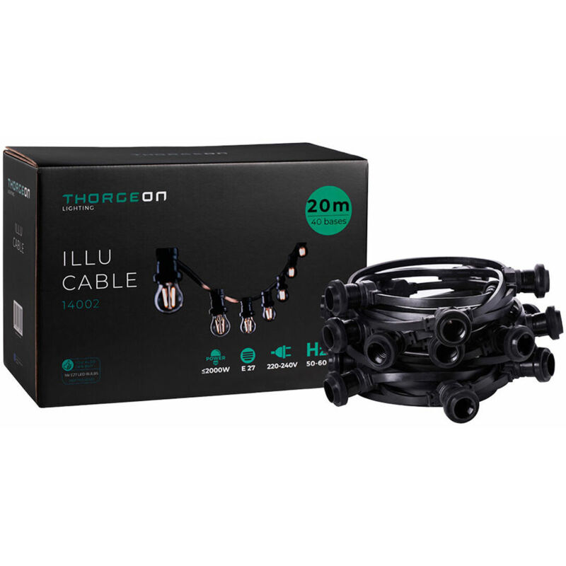 foto del prodotto edm filo di luci thorgeon nero 2000 w 20 m 40