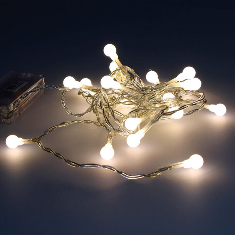 foto del prodotto edm ghirlanda a batteria 10 led sferici 8mm luce bianca calda 1,30m