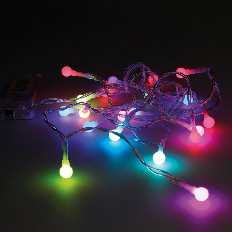 foto del prodotto edm ghirlanda a batteria rgb 20 led sferica multicolore 2,3m